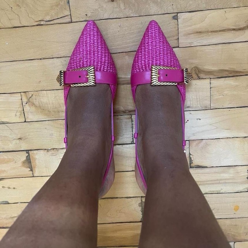 Alberta Ferretti kitten heels pink buckle sling back